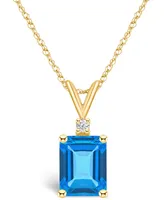 Blue Topaz (3 ct. t.w.) and Diamond Accent Pendant Necklace 14K Yellow Gold or White