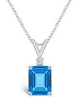 Blue Topaz (3 ct. t.w.) and Diamond Accent Pendant Necklace 14K Yellow Gold or White