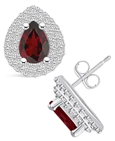 Macy's Garnet (1-3/4 ct. t.w.) and Diamond (5/8 ct. t.w.) Halo Stud Earrings in 14K Gold