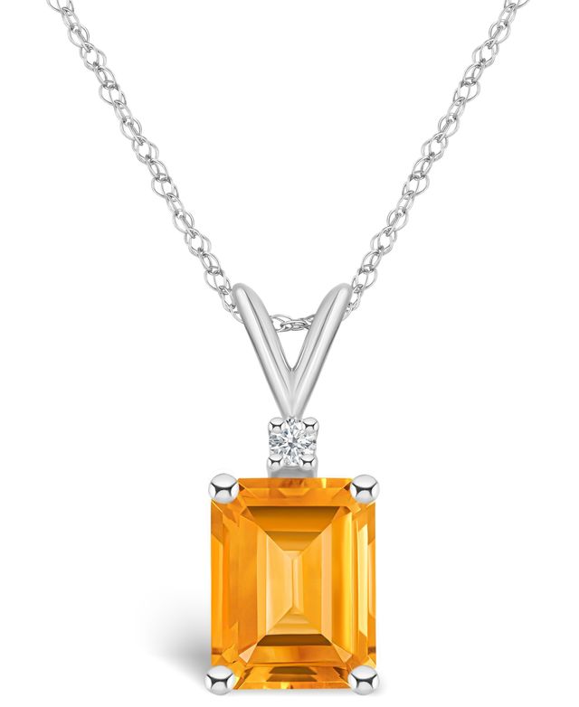 Citrine and Diamond Accent Pendant Necklace (2-1/4 ct.t.w) 14K White Gold or Yellow