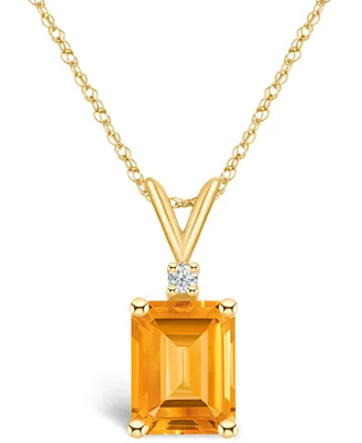 Citrine and Diamond Accent Pendant Necklace (2-1/4 ct.t.w) 14K White Gold or Yellow