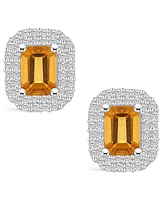 Macy's Citrine (2 ct. t.w.) and Diamond (3/4 ct. t.w.) Halo Stud Earrings in 14K Gold