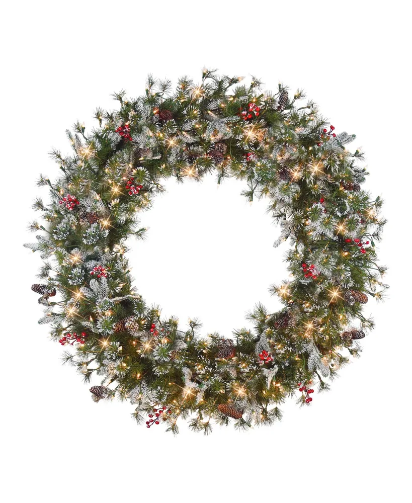 48" Pre-Lit Glittery Wreath with 250 Underwriters Laboratories Clear Incandescent Lights, 560 Tips