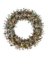 48" Pre-Lit Glittery Wreath with 250 Underwriters Laboratories Clear Incandescent Lights, 560 Tips