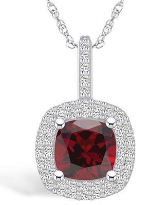 Macy's Garnet (2-3/4 Ct. T.w.) and Diamond (1/2 Ct. T.w.) Halo Pendant Necklace in 14K Gold