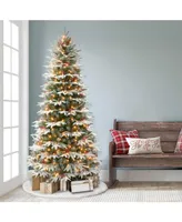 Puleo 7.5FT Pre-Lit Slim Flocked Hartford Fir Tree