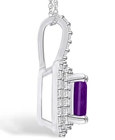 Macy's Amethyst (1-5/8 Ct. T.w.) and Diamond (1/2 Ct. T.w.) Halo Pendant Necklace in 14K Gold