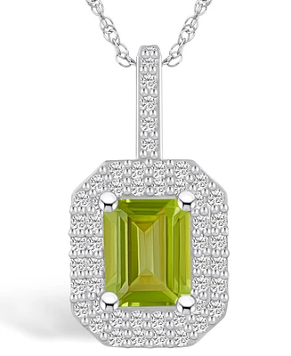 Macy's Peridot (1-3/4 Ct. T.w.) and Diamond (1/2 Ct. T.w.) Halo Pendant Necklace in 14K Gold