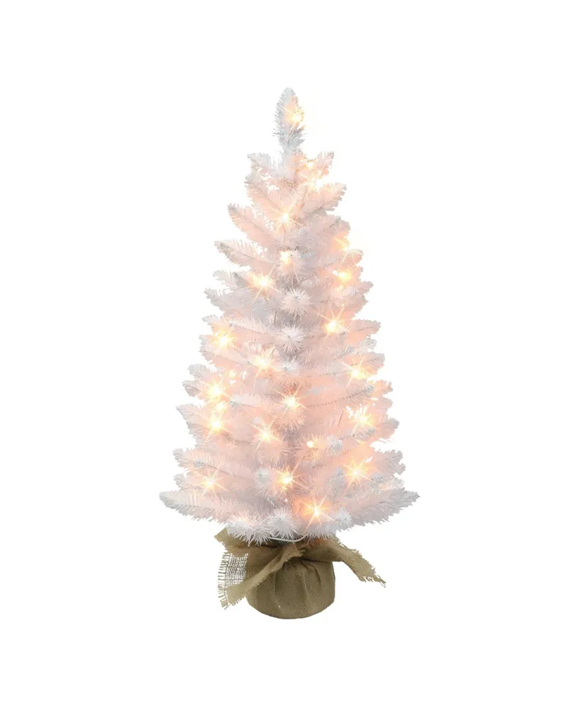 3' Pre-Lit Tree with 50 Underwriters Laboratories Clear Incandescent Lights and Burlap Base, 97 Tips