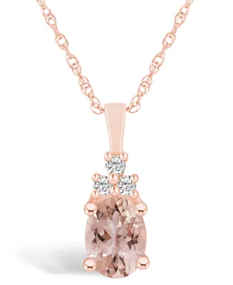 Macy's Morganite (1-1/7 Ct. T.w.) and Diamond (1/10 Ct. T.w.) Pendant Necklace in 14K Rose Gold