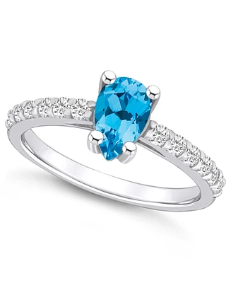 Macy's Blue Topaz (1 Ct. T.w.) and Diamond (1/3 Ring 14K Gold