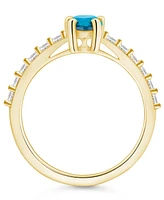 Macy's Blue Topaz (1 Ct. T.w.) and Diamond (1/3 Ring 14K Yellow Gold