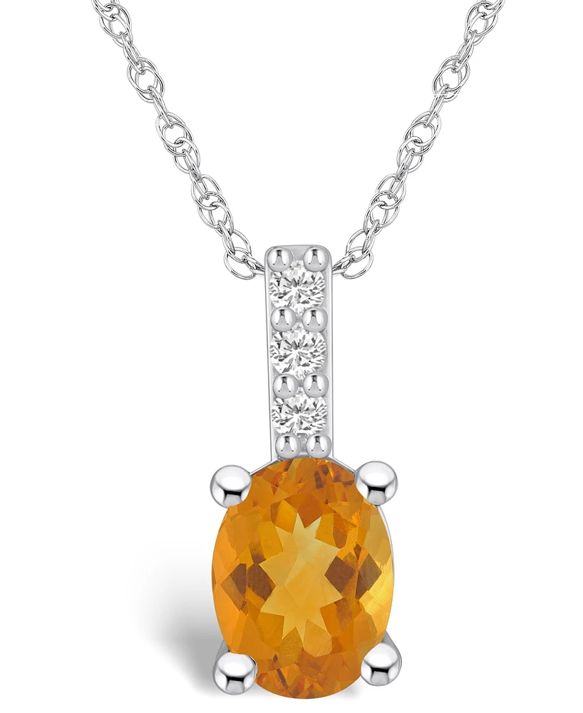 Macy's Citrine (1-1/5 Ct. T.w.) and Diamond Accent Pendant Necklace in 14K Gold