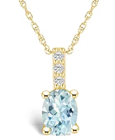 Macy's Aquamarine (1-1/7 Ct. T.w.) and Diamond Accent Pendant Necklace in 14K Yellow Gold