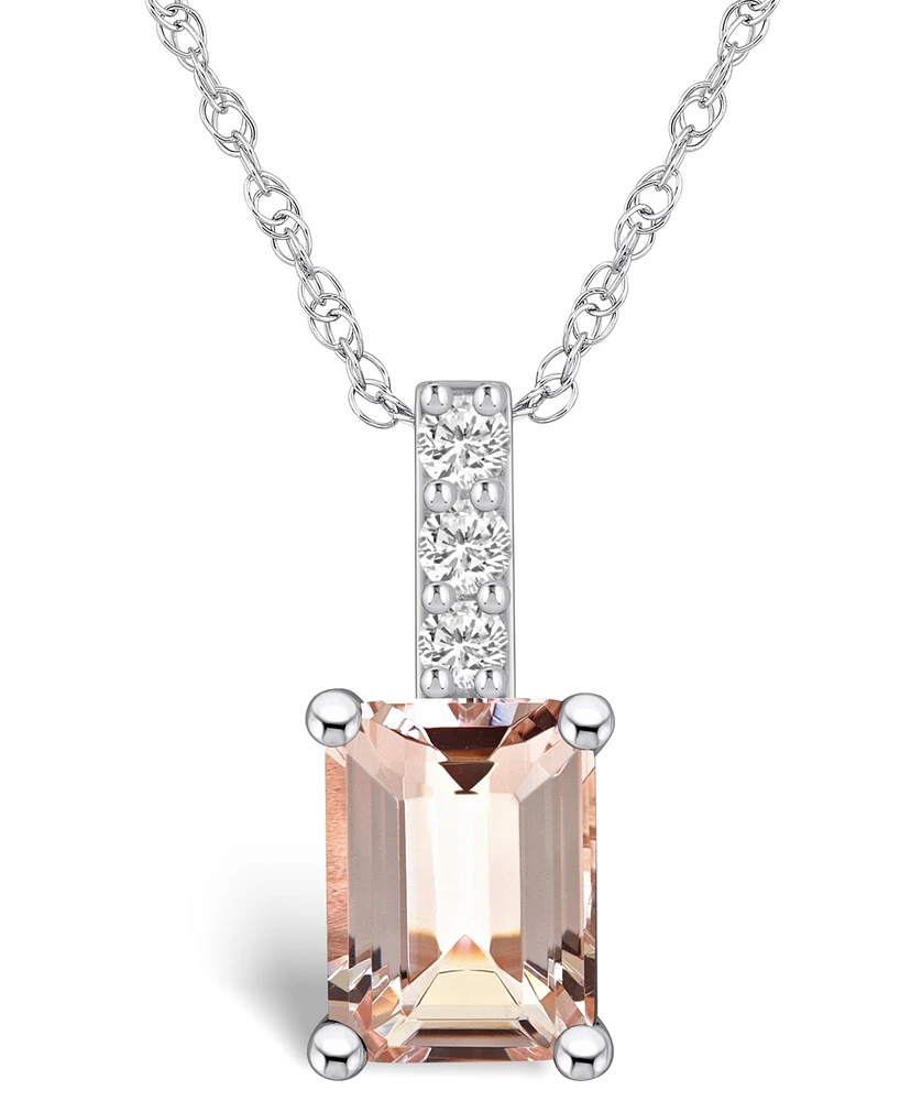 Macy's Morganite (1-3/8 Ct. T.w.) and Diamond Accent Pendant Necklace in 14K Gold