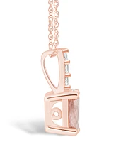 Macy's Morganite (1-1/7 Ct. T.w.) and Diamond Accent Pendant Necklace in 14K Rose Gold