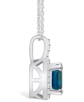 Macy's London Blue Topaz (2-3/4 Ct. T.w.) and Diamond (1/4 Ct. T.w.) Halo Pendant Necklace in 14K Gold