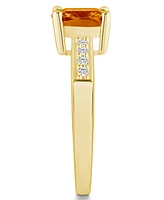 Macy's Citrine and Diamond Ring (2 ct.t.w 1/8 ct.t.w) 14K Yellow Gold