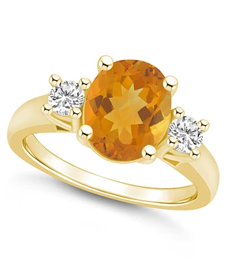 Macy's Citrine and Diamond Ring (2-1/2 ct.t.w 1/3 ct.t.w) 14K Yellow Gold