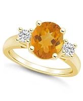 Macy's Citrine and Diamond Ring (2-1/2 ct.t.w 1/3 ct.t.w) 14K Yellow Gold