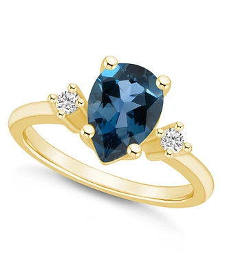 Macy's London Blue Topaz and Diamond Ring (2-1/2 ct.t.w 1/10 ct.t.w) 14K Gold