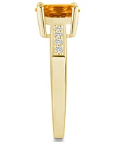 Macy's Citrine and Diamond Ring (1 -1/5 ct.t.w 1/8 ct.t.w) 14K Yellow Gold