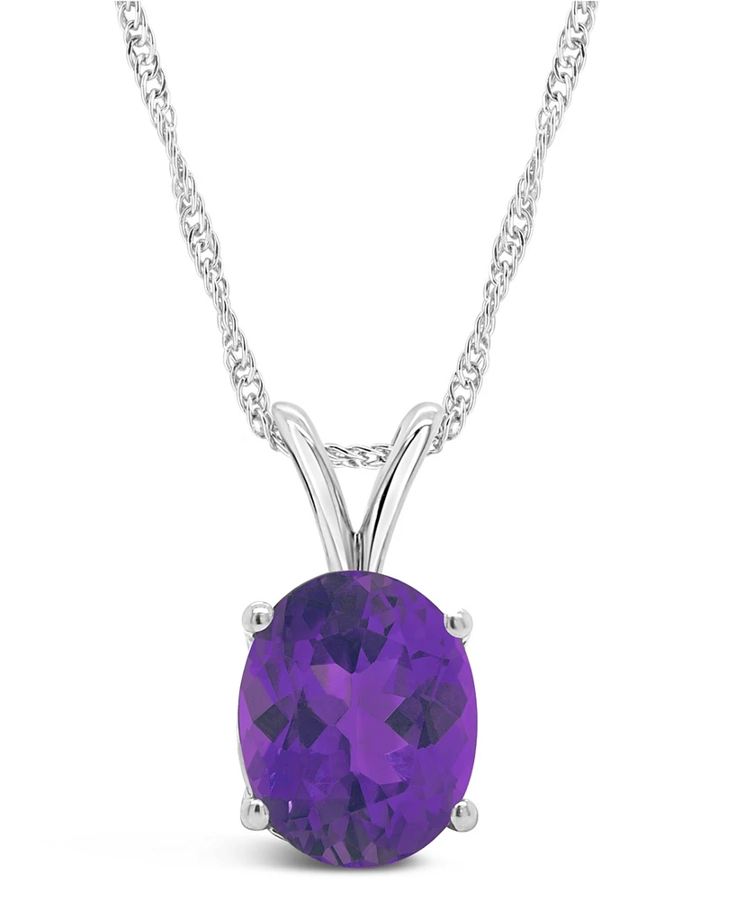 Macy's Amethyst (2-1/2 ct. t.w.) Pendant Necklace in 14K White Gold