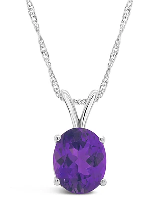Macy's Amethyst (2-1/2 ct. t.w.) Pendant Necklace in 14K White Gold