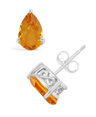 Macy's Citrine (1-3/4 ct. t.w.) Stud Earrings in 14K White Gold