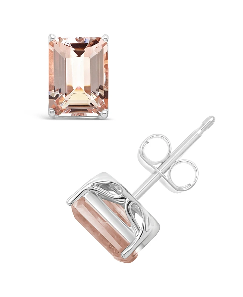 Macy's Morganite (2-3/4 ct. t.w.) Stud Earrings in 14K White Gold