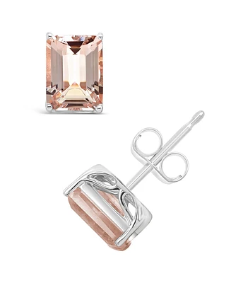 Macy's Morganite (2-3/4 ct. t.w.) Stud Earrings in 14K White Gold