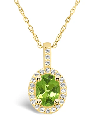 Macy's Peridot (1-1/3 Ct. T.w.) and Diamond (1/4 Ct. T.w.) Halo Pendant Necklace in 14K Yellow Gold