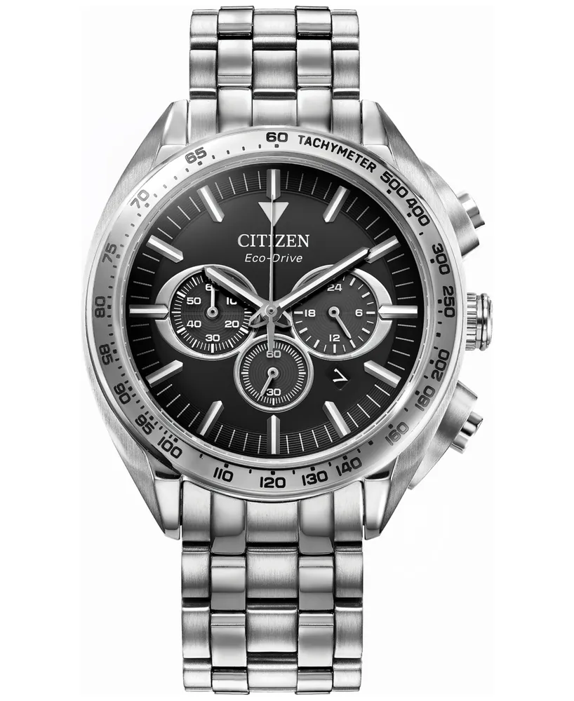 Citizen Eco-Drive Men's Chronograph Sport Luxury Stainless Steel Bracelet Watch 43mm