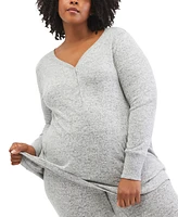 Motherhood Maternity Plus Size Henley Maternity & Nursing Sleep Top