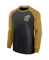 Men's Nike Black and Gold New Orleans Saints Historic Raglan Performance Pullover Sweater