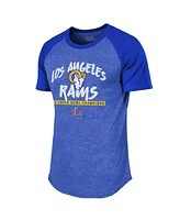 Men's Majestic Threads Royal Los Angeles Rams 2-Time Super Bowl Champions Tri-Blend Raglan T-shirt