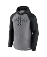 Men's Fanatics Heathered Gray and Black Las Vegas Raiders By Design Raglan Pullover Hoodie