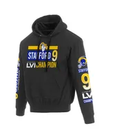 Men's Jh Design Matthew Stafford Black Los Angeles Rams Super Bowl Lvi Champions Player Name and Number Pullover Hoodie