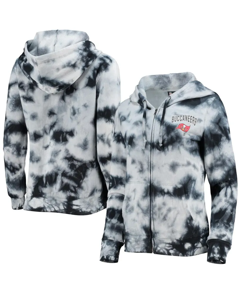 Women's New Era Black Tampa Bay Buccaneers Tie-Dye Fleece Full-Zip Hoodie