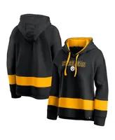 Women's Fanatics Black and Gold Pittsburgh Steelers Colors of Pride Colorblock Pullover Hoodie