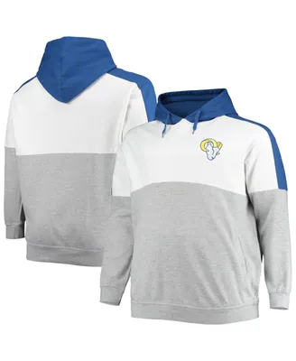 Men's Royal, Heathered Gray Los Angeles Rams Big and Tall Team Logo Pullover Hoodie