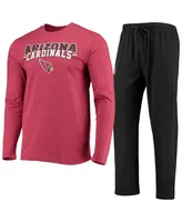 Men's Concepts Sport Black, Cardinal Arizona Cardinals Meter Long Sleeve T-shirt and Pants Sleep Set