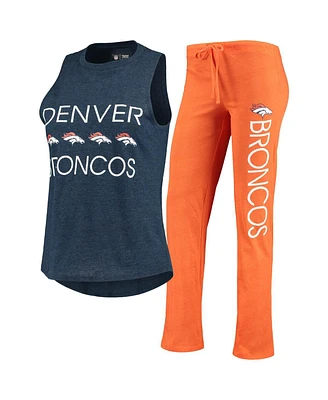 Women's Concepts Sport Orange, Navy Denver Broncos Muscle Tank Top and Pants Sleep Set