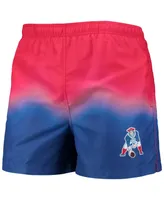 Men's Foco Red, Royal New England Patriots Retro Dip-Dye Swim Shorts