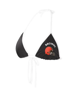 Women's G-iii 4Her by Carl Banks Black Cleveland Browns Perfect Match Bikini Top
