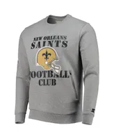 Men's Starter Gray New Orleans Saints Locker Room Throwback End Zone Pullover Sweatshirt