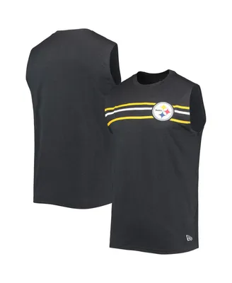 Men's New Era Black Pittsburgh Steelers Brushed Sleeveless Tank Top