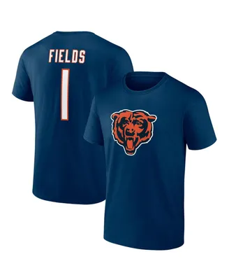 Men's Fanatics Justin Fields Navy Chicago Bears Player Icon T-shirt