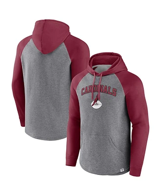 Men's Fanatics Heathered Gray, Cardinal Arizona Cardinals By Design Raglan Pullover Hoodie