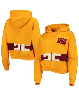 Women's Refried Apparel Gold Washington Commanders Cropped Pullover Hoodie